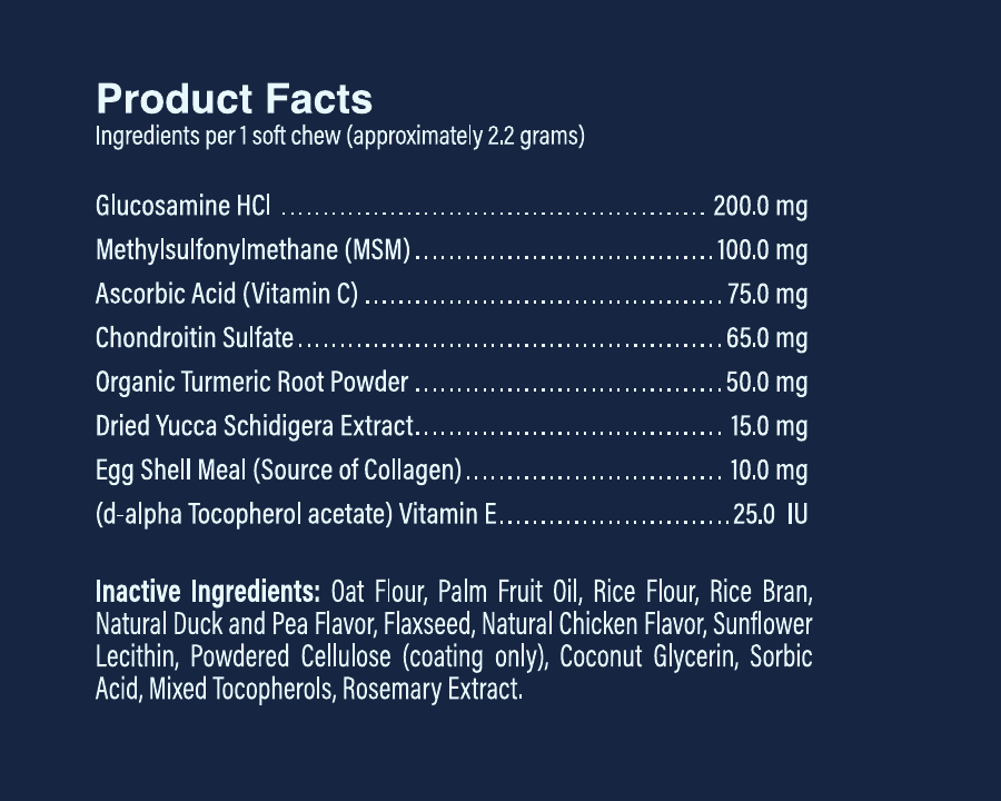 Everhound Hip & Joint Product Facts label